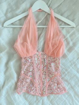Beaded halterneck corset