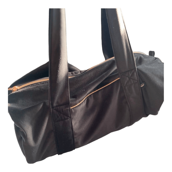 Black nylon duffel bag