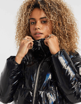 Black vinyl padded jacket