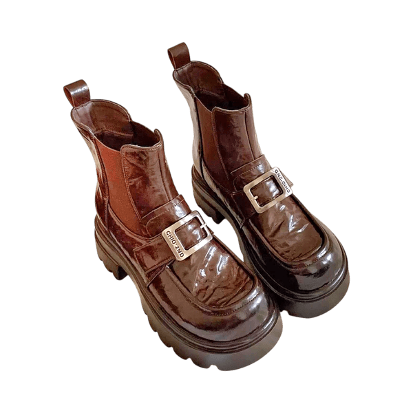 Chio2nd Genuine Leather Short Boots – Brown