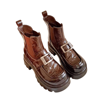 Chio2nd Genuine Leather Short Boots – Brown