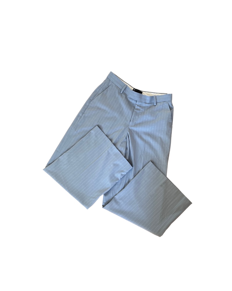 Blue oversized pinstripe trousers