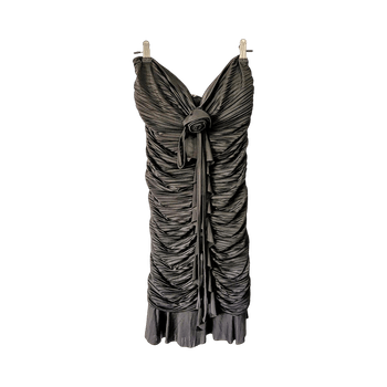 Black ruched cocktail dress