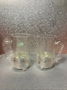 Silver glass tea mugs