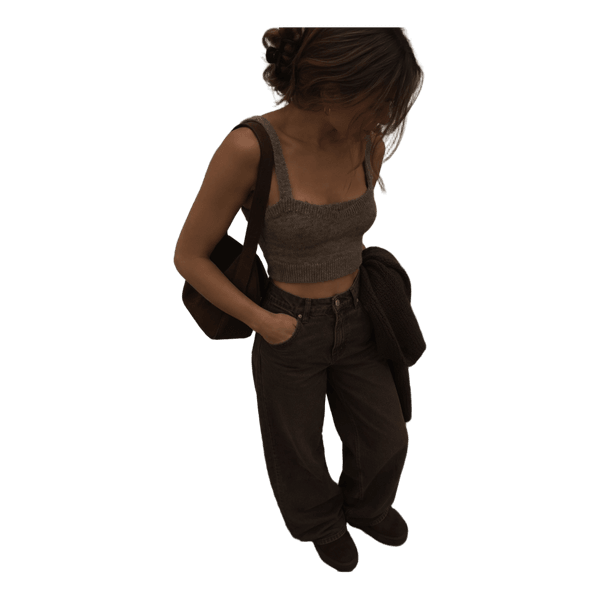 Zara brown knit crop top