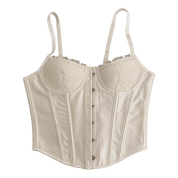 White satin corset top