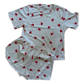 White heart print pajama set