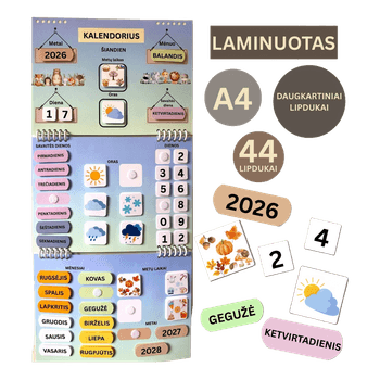 Kalendorius vaikams su daugkartiniais lipdukais