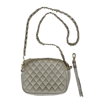 Beige quilted crossbody bag