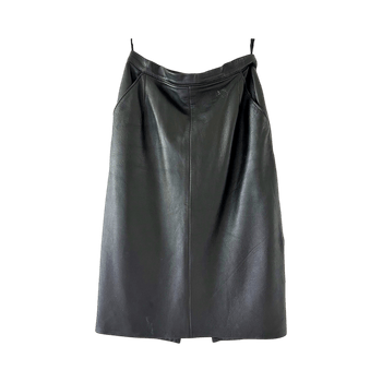 Vintage black leather midiskirt 36