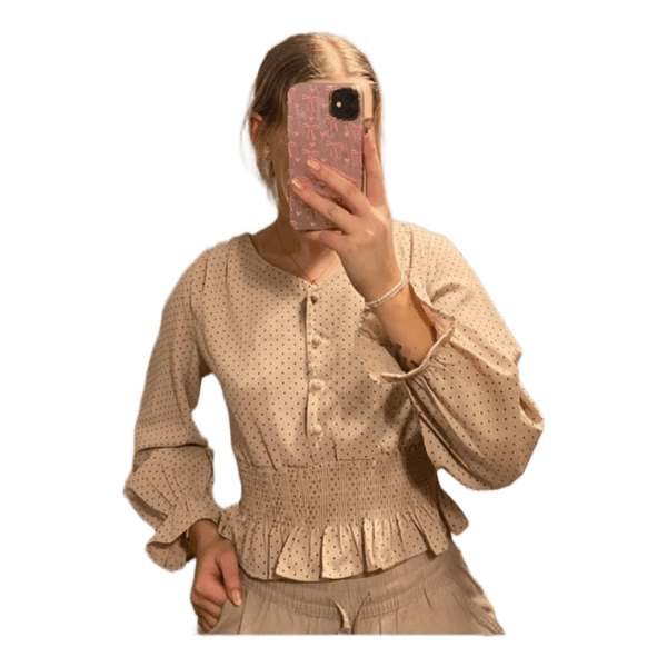 Prikket bluse med smock