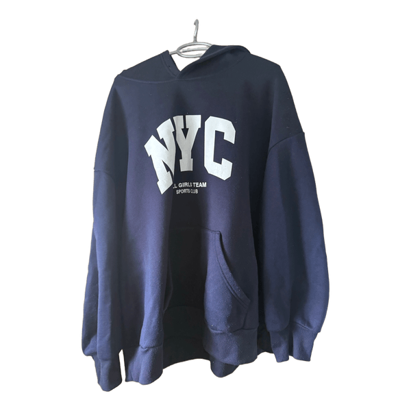 Mørkeblå NYC hættetrøje