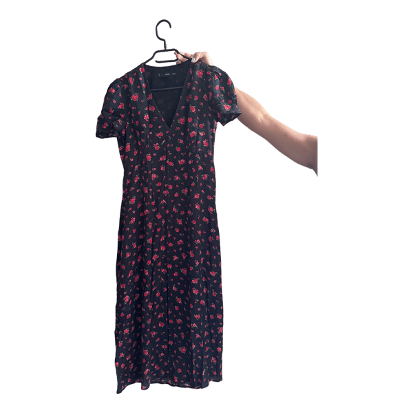 Black floral midi dress