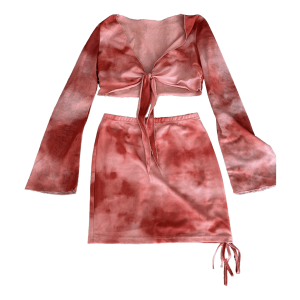Pink tie-dye two-piece set