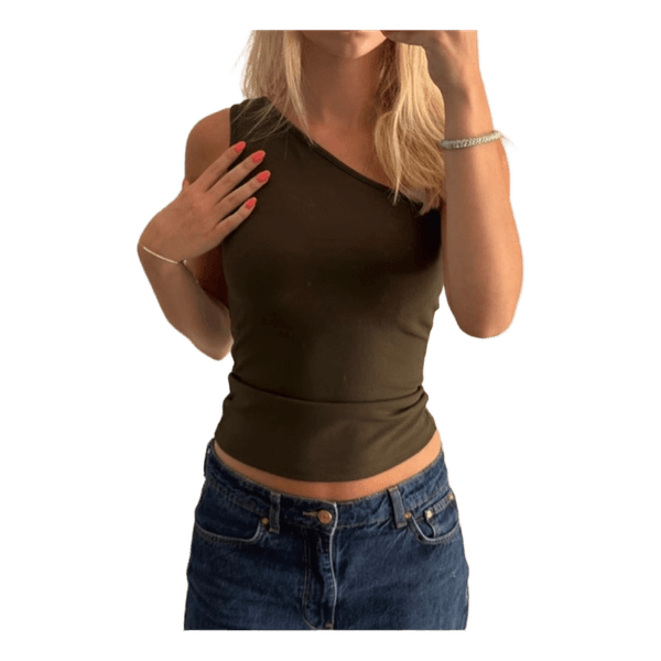 Grøn one shoulder top fra h&m