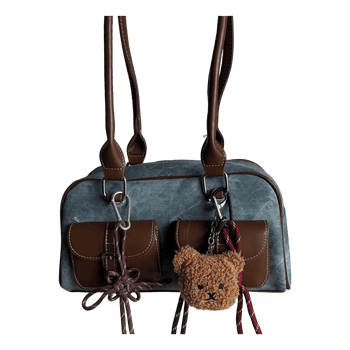 Denim and brown bag