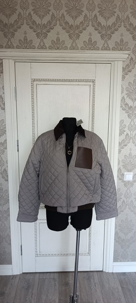 LOEWE Grey Corduroy-Collar Quilted Jacket