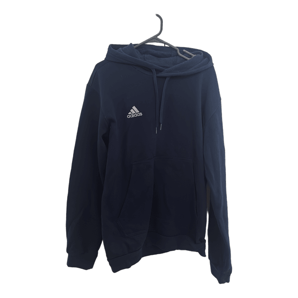 Tummansininen Adidas huppari.
