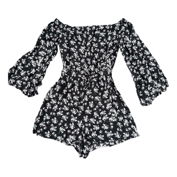 Black floral off-shoulder playsuit Size S