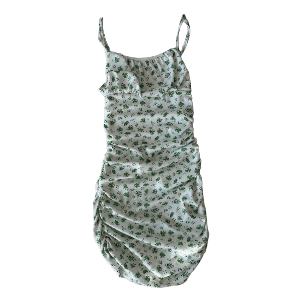 Floral ruched mini dress