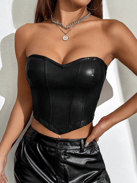 PU leather tube top