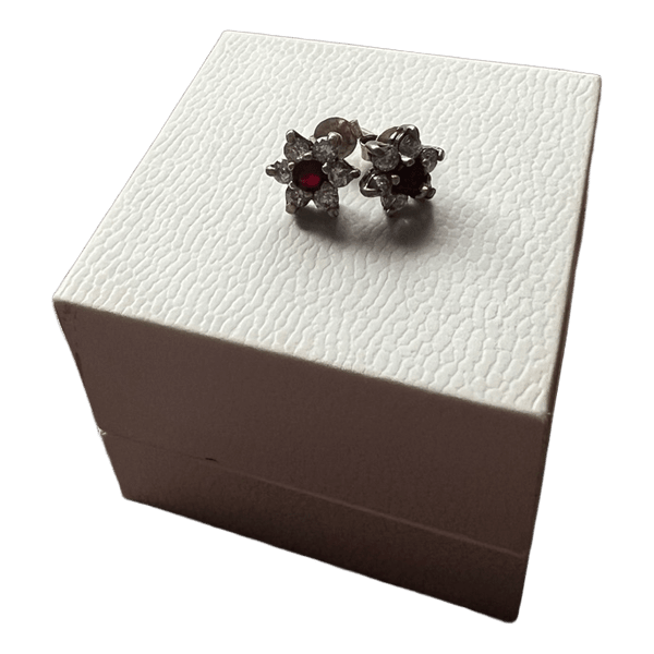 Silver flower earrings