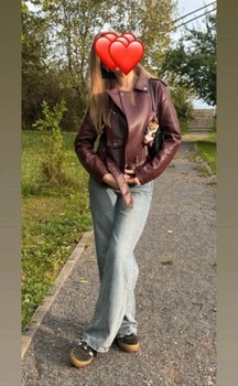 Burgundy faux leather jacket