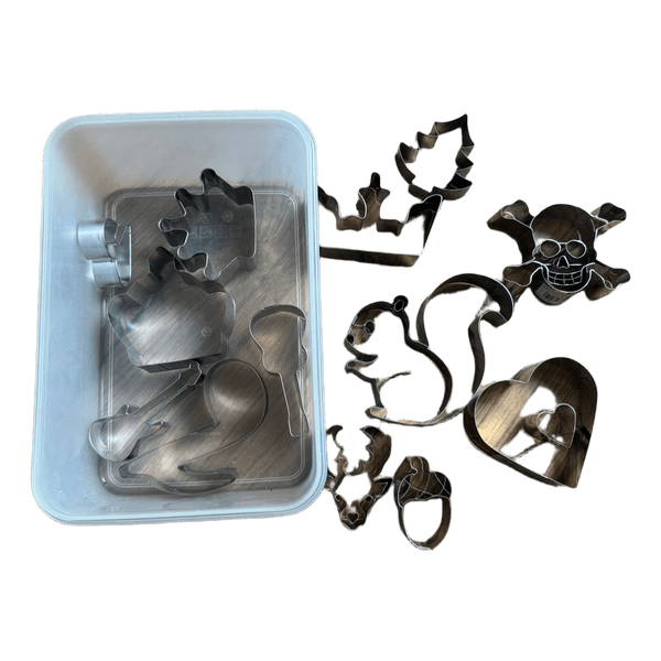 Assorted metal cookie cutters