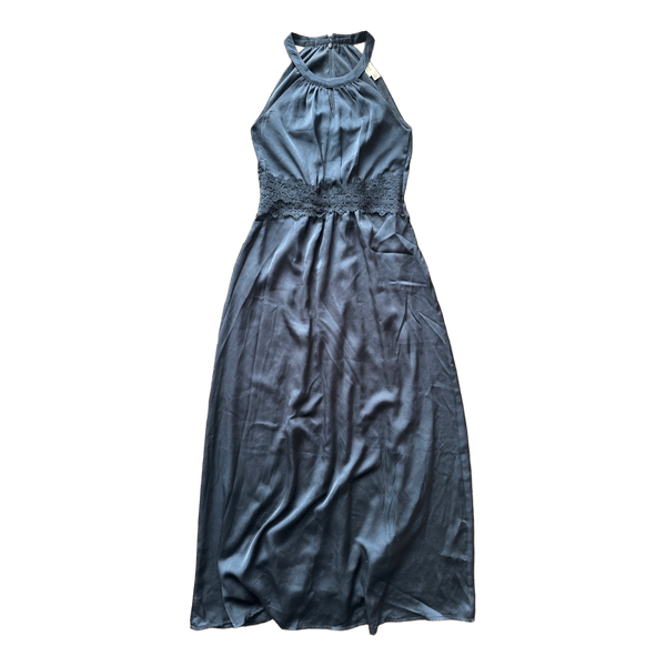 Navy satin midi dress