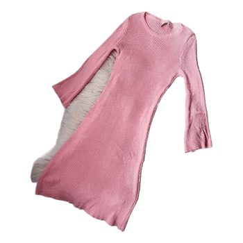 Baby pink ribbed knit dress