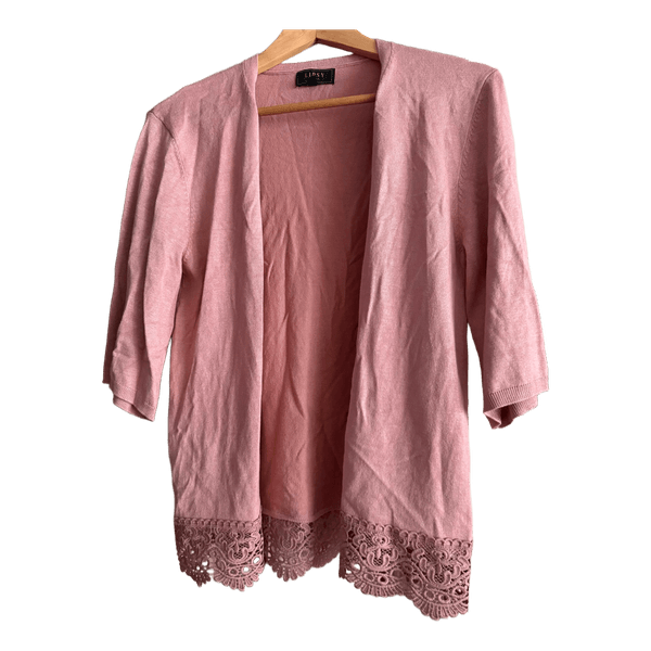 Lipsy pink cardigan with lace hem