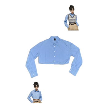 Blue cropped shirt