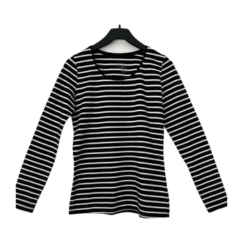 Lindex long-sleeve, black and white striped shirt, size S