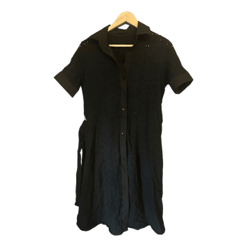 Black eyelet shirt dress