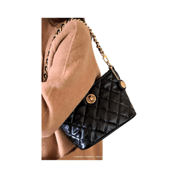 Black Quilted Handbag with Chain Strap