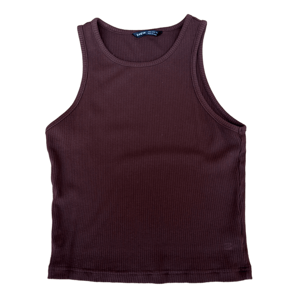 Brun ribstrikket top