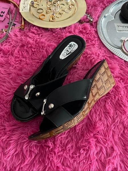 Black Y2K wedge sandals