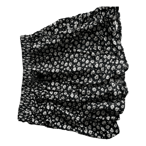 Black floral mini skirt