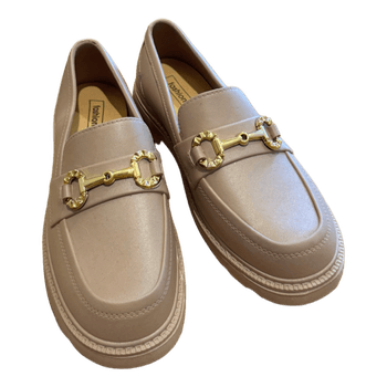 Beige slip-on loafers