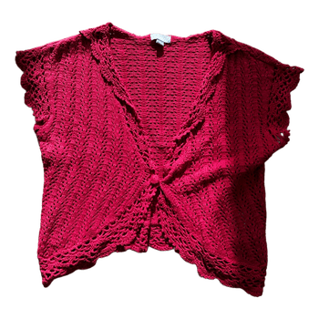 Lindex red crochet cardigan