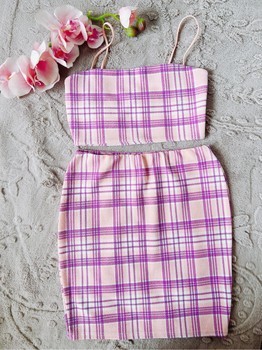 Boohoo crop top and skirt