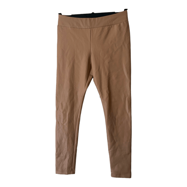 Beige faux leather leggings