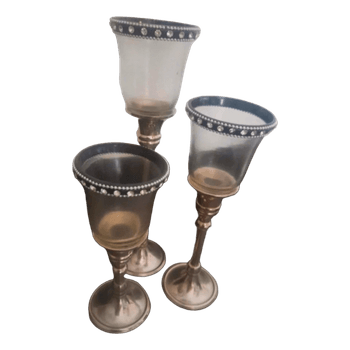 Three glass candle holders
