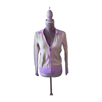 Pink yellow zip cardigan