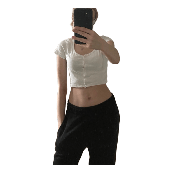 Valkoinen puuvillainen crop top