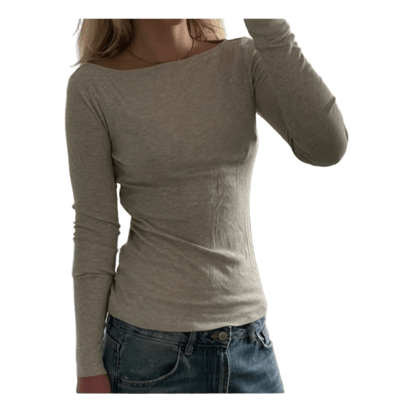 H&M Beige langærmet ribbet top