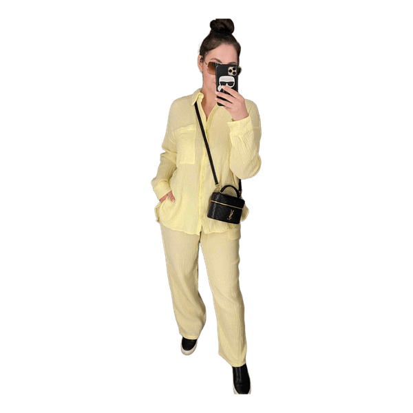 Yellow muslin two-piece set