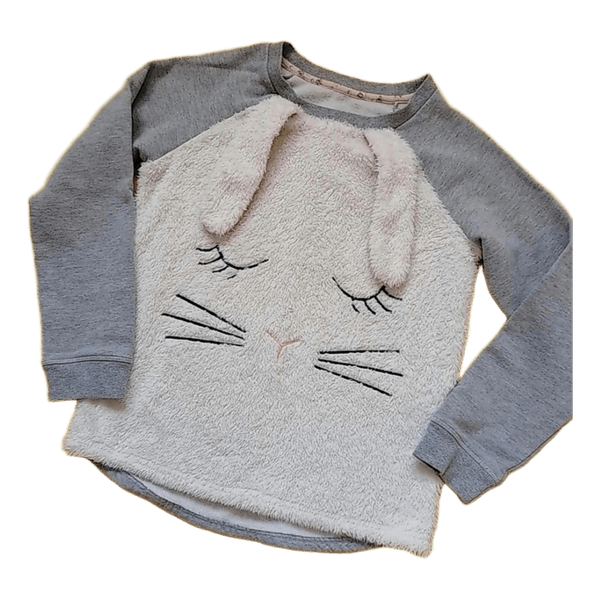 Grey white bunny sweater