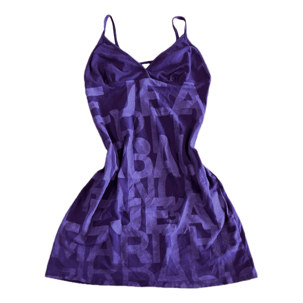 Vintage Purple Logo Print Mini Dress