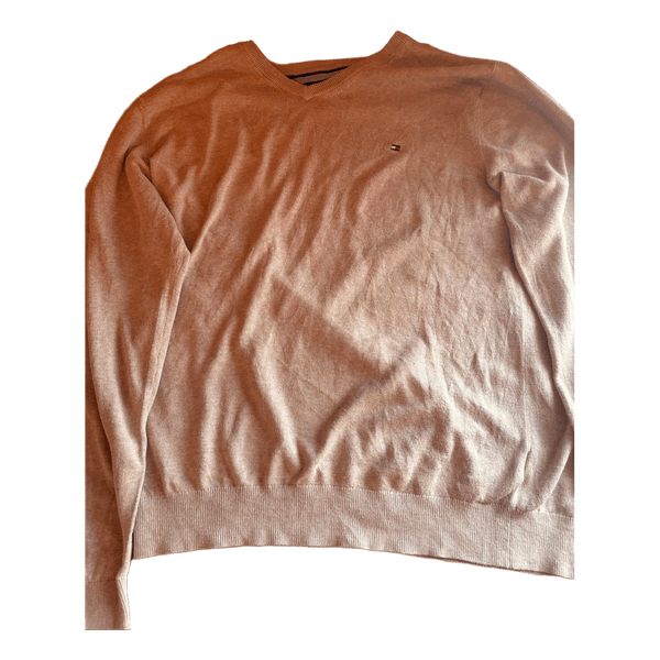Tommy Hilfiger Men's V-Neck Sweater - Beige / Tan - Size L